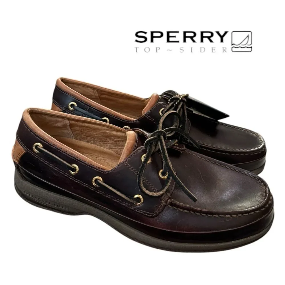 Sperry Top-Sider Men's Gold Boat ASV Amaretto Leather Loafers Boat Shoes 8.5